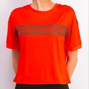 Bebe Sport Women's Short Rainbow Stripe Tee